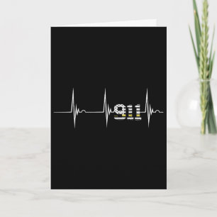 Dispatcher 911 Vintage USA-Flagge Herzschlag Ekg P Karte