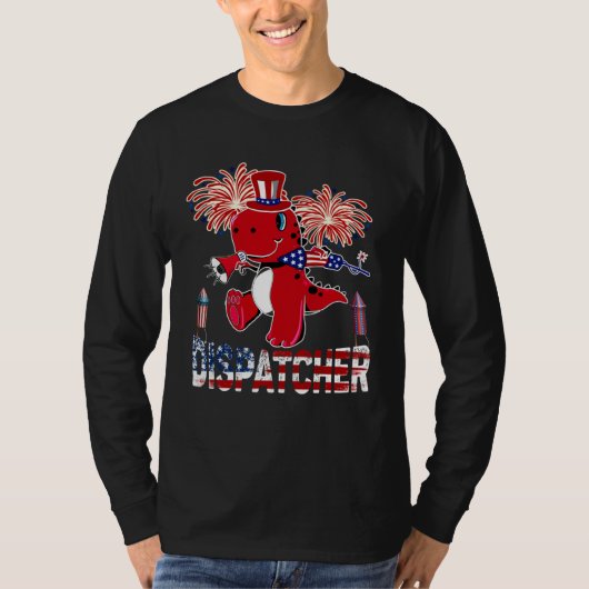 Dispatcher American Flag rex Fireworks 4th of Jul T-Shirt (Vorderseite)
