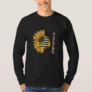 Dispatcher Anruf Sonnenblume Amerika Flagge Anruf  T-Shirt