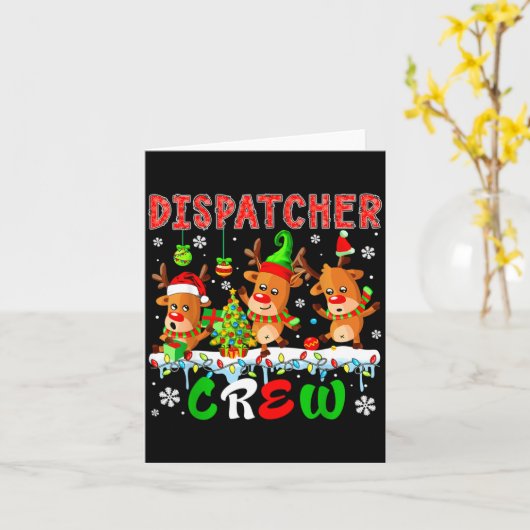 Dispatcher Crew Three Cute Santa Elf Reindeers Xma Karte (Gelbe Blume)