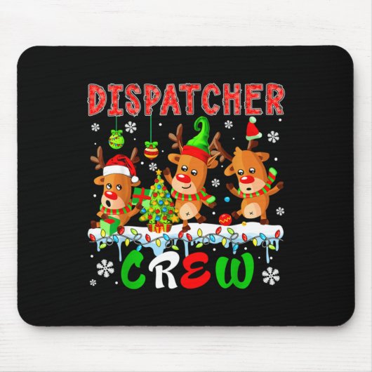 Dispatcher Crew Three Cute Santa Elf Reindeers Xma Mousepad (Vorne)