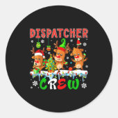 Dispatcher Crew Three Cute Santa Elf Reindeers Xma Runder Aufkleber (Vorderseite)