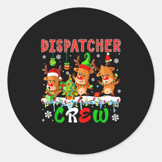 Dispatcher Crew Three Cute Santa Elf Reindeers Xma Runder Aufkleber (Vorderseite)