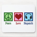 Dispatcher für den Betreiber der Peace Liebe Mousepad<br><div class="desc">Peace Liebe Dispatch Operator Geschenk mit einem Friedenszeichen,  Herz und einem Kopfhörer für einen Dispatcher.</div>