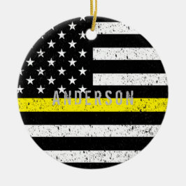 Dispatcher gebeutelt Thin Yellow Line mit Namen Keramik Ornament