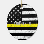 Dispatcher gebeutelt Thin Yellow Line mit Namen Keramik Ornament (Links)