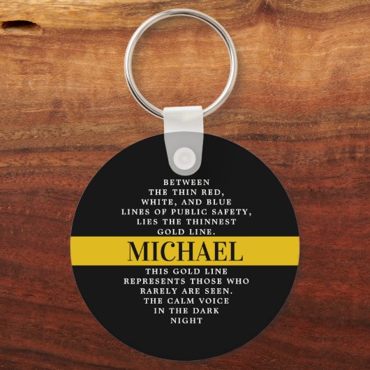 Dispatcher Poem Personalized Thin Gold Line Schlüsselanhänger (Vorderseite)