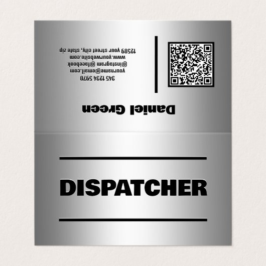 Dispatcher Scannable QR Business Card Visitenkarten (Außenseite Aufgefaltet)