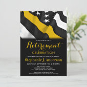 Dispatcher Thin Gold Line American Flag Retirement Einladung (Stehend Vorderseite)