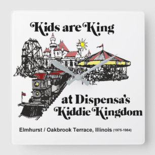 Dispensas Kiddie Kingdom Amusement Park, Oakbrook Quadratische Wanduhr