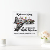 Dispensas Kiddie Kingdom Amusement Park, Oakbrook Quadratische Wanduhr (Zuhause)