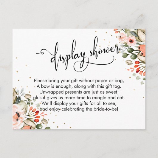 Display Dusche Floral Confetti Umschließkarte Postkarte (Vorderseite)