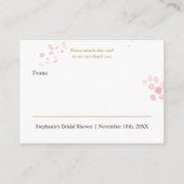 Display Dusche Gold Kalligrafie Pink Blütenfarbe Begleitkarte (Rückseite)