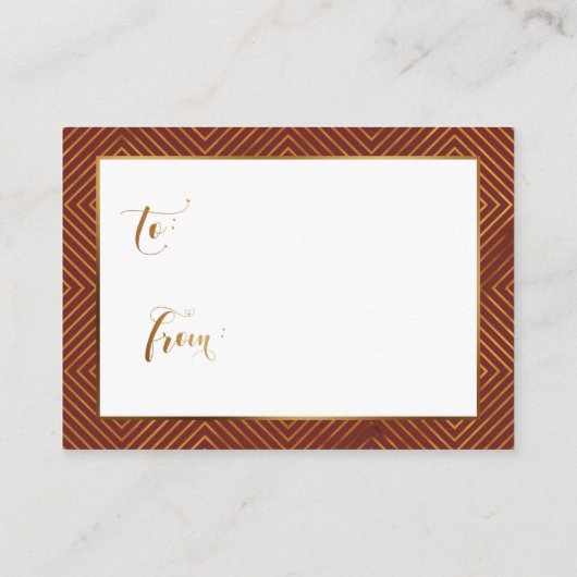 Display Dusche Herz Gold Script Burgundy Geschenkm Begleitkarte (Rückseite)