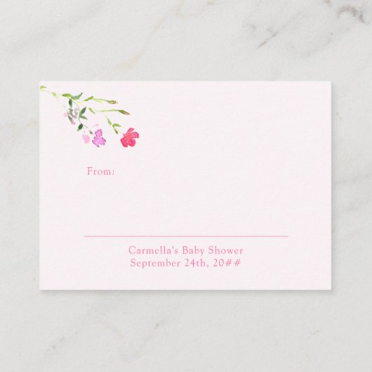 Display Dusche Hübsch rosa Wildblume Geschenkmarke Begleitkarte (Rückseite)