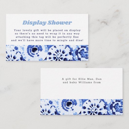 Display-Dusche Keine Wrap-Gefärbte Krawatte Blue S Begleitkarte (Vorne/Hinten)