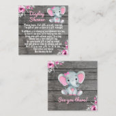 Display Dusche rosa Elefanten rustikalen Blumen Quadratische Visitenkarte (Vorne/Hinten)