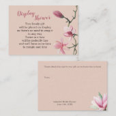 Display Dusche Rosa Magnolia Blume Begleitkarte (Vorne/Hinten)