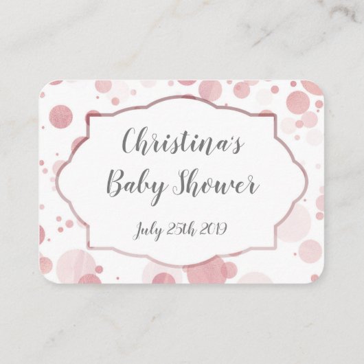 Display Dusche Rosa Weißer Konfetti Begleitkarte (Rückseite)