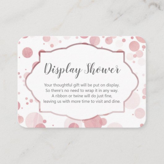 Display Dusche Rosa Weißer Konfetti Begleitkarte (Vorderseite)