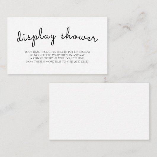 Display Dusche Schwarz-weiße Babydusche Begleitkarte (Vorne/Hinten)