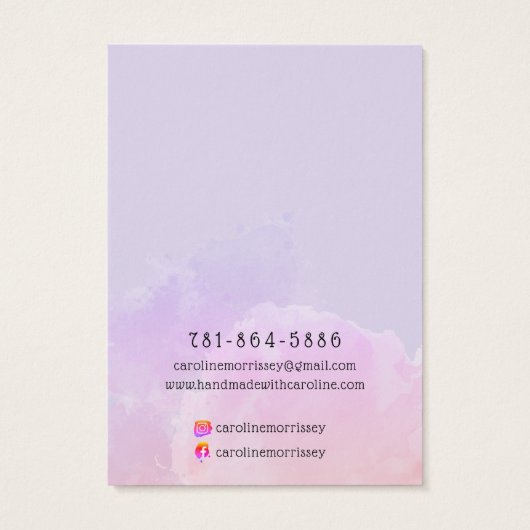 Display-Karte für den Wasserfarbensplash (Rückseite)