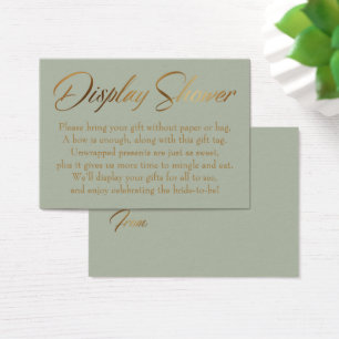 Display Shower Elegante Gold & Green Gift Tag Card