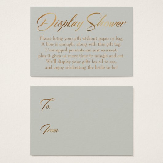 Display Shower Elegante Gold Script Sage Geschenk (Vorne & Hinten)