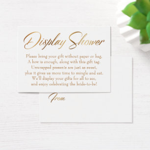 Display Shower Elegante Gold Script Tag Card