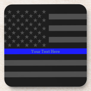 Display Thin Blue Line Personalisiert Black US Fla Untersetzer