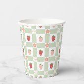 Disposable Strawberry Gingham Pastel Green Pappbecher (Vorderseite)