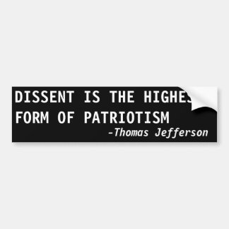 DISSENT ist die höchste Form des Patriotismus Autoaufkleber