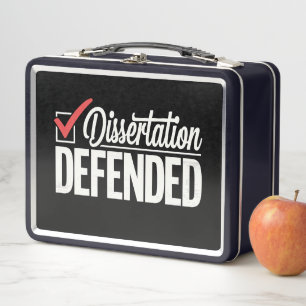 Dissertation verteidigt PhD Absolvent Abschluss Metall Brotdose