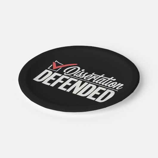 Dissertation verteidigter Doktortitel Abschluss Pappteller (Schrägansicht)