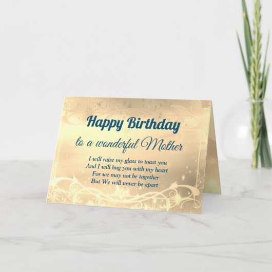 Distance Happy Birthday Mother Card Karte (Vorderseite)