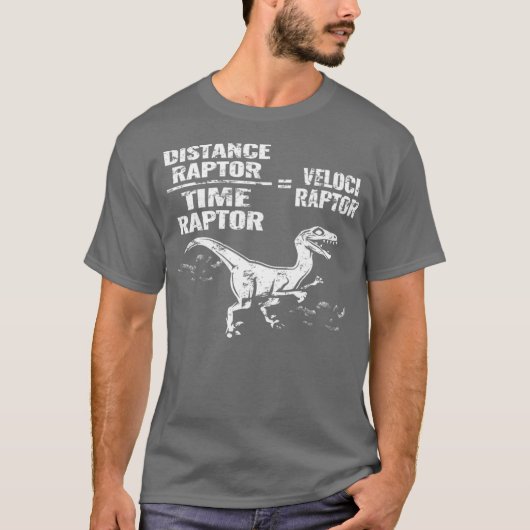 Distance Time Raptor Velociraptor Equation Fun T-Shirt (Vorderseite)