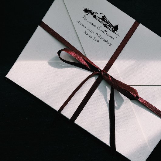 Distant Mountains Wooden Stamp Gummistempel