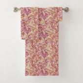 Distante Rose und Taupe Leaf Scroll Badhandtuch Set (Insitu)