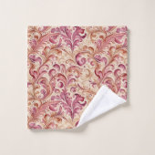 Distante Rose und Taupe Leaf Scroll Badhandtuch Set (Waschlappen)