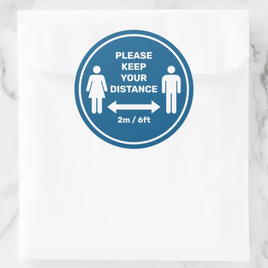 Distanz behalten runder aufkleber (Tasche)