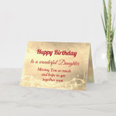 Distanz Happy Birthday Daughter Card Karte (Vorderseite)