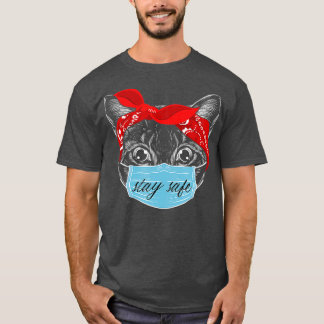 Distanzkatze mit Mundschutz-Gesichter behalten T-Shirt