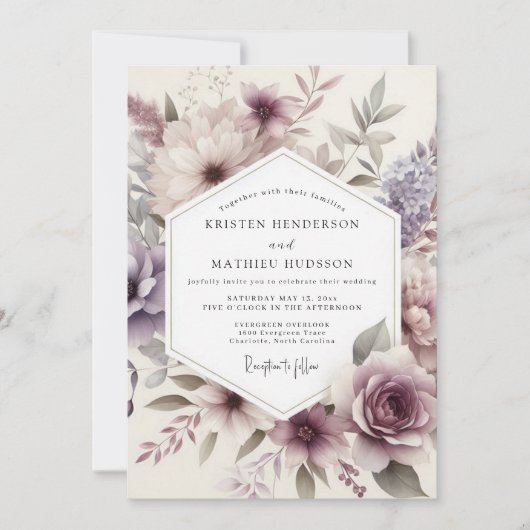 Distel-Aquarell-Flora-Hochzeit Einladung (Vorderseite)