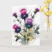 Distel - Aquarellblumen Karte (Gelbe Blume)