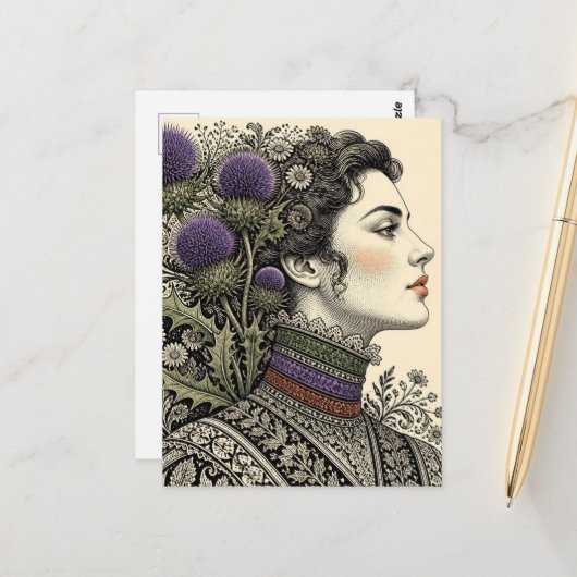 Distel-Damen-Postkarte Postkarte (Vorderseite/Rückseite Beispiel)