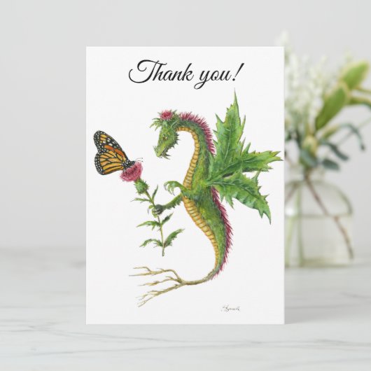 Distel-Drache u. Monarch Butterfl - danke zu (Stehend Vorderseite)