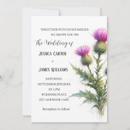 Distel Kornblumen Aquarell Rustikale Hochzeit Einladung