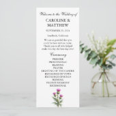 Distel Lila Blumen Elegante Moderne Hochzeit  Programm (Stehend Vorderseite)