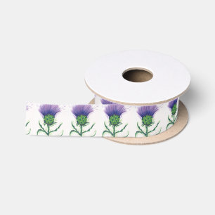 Distel mit einer Drehung von Tartan Satinband