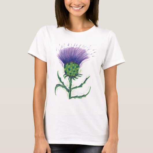 Distel mit einer Drehung von Tartan T-Shirt (Vorderseite)